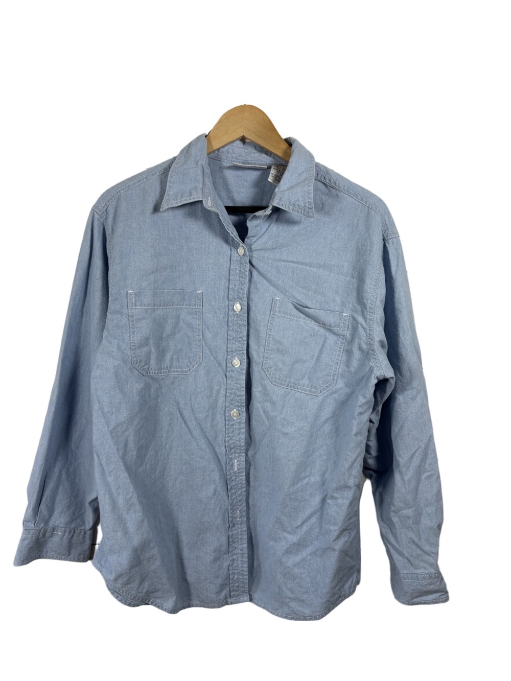 Bill Blass Chambray Button Shirt Mens M Blue Cotton Vintage Hong Kong